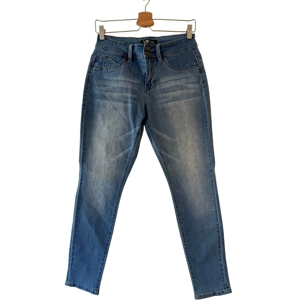 Royalty‎ For Me Wannabettabutt Mid Rise Embroidered Skinny Jeans Womens 8 Blue